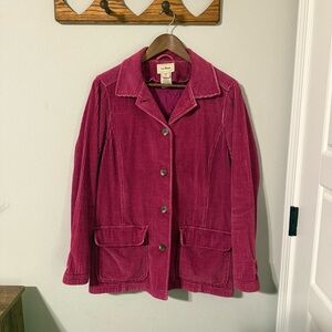 Vintage LL Bean Corduroy Chore Coat Button Barn Jacket Quilt Liner Womens Small